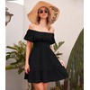 Phortric Womens Tie Back Summer Dress Square Neck Short Sleeve