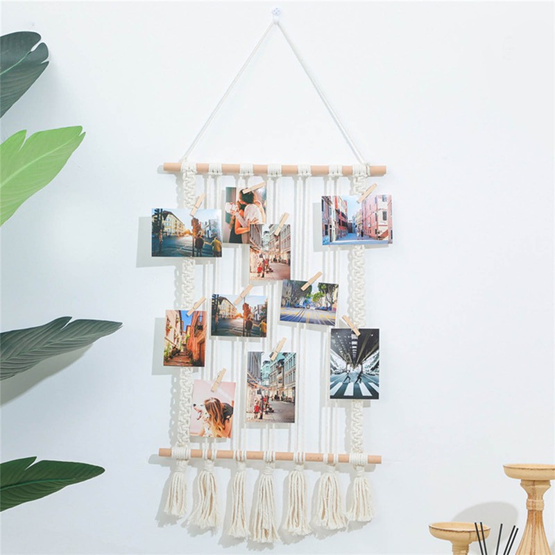 Hanging Photos Display Macrame Wall Hanging Photos Organizer Cotton Pictures