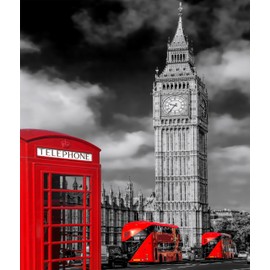 Jigsaw Puzzles 1000 Pieces for Adults, London Symbols with Big Ben Booth in England UK Wooden Puzzle Fit Together Perfectly Gifts for Family