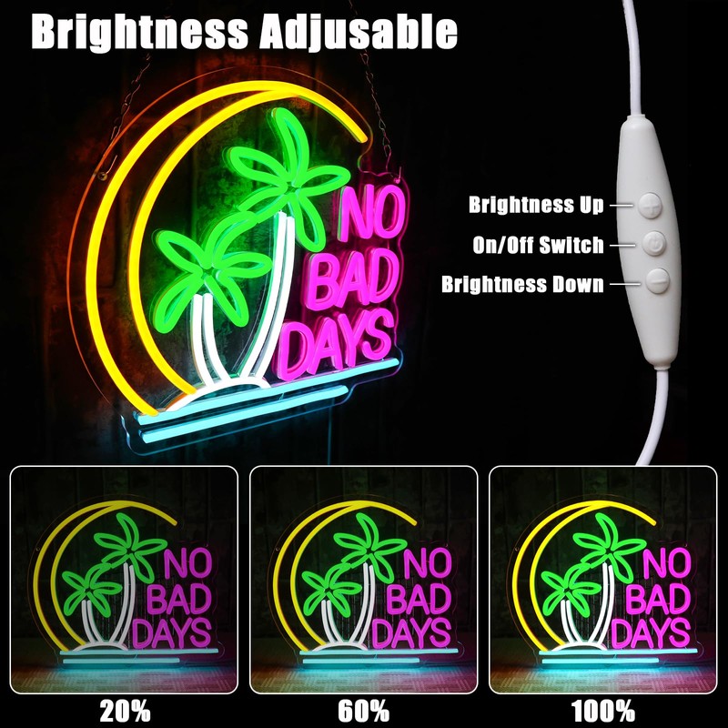 OYCGZV Wendekreis Neon Sign, No Bad Days LED Neon Sign