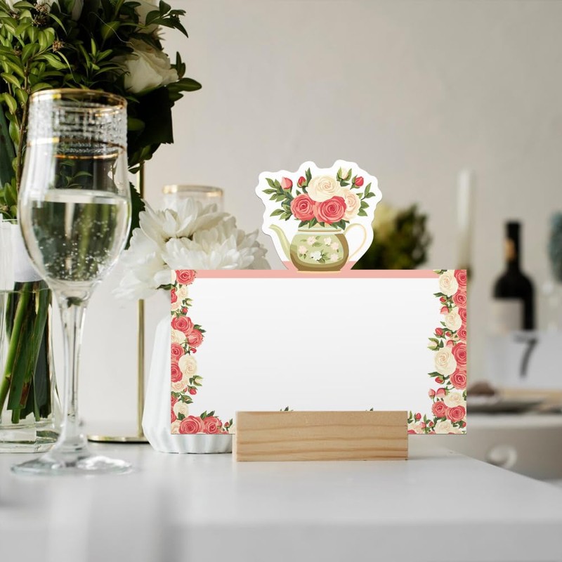100Pcs Tea Party Theme Seating Cards Place, ，100 Seating Decorations