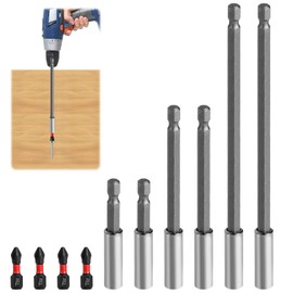 Magnetic Extension Bit Holder Set, 10Pcs Magnetic Bit Holder Hex Shank Impact Driver Bit with 4 Small Screwdriver Bits Impact Extension Bar Drill Accessories for Impact Drills - 60mm/100mm/150mm