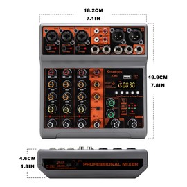 K-mxerpro 5 Channel Professional Audio Mixer Console Sound Board with 48V Phantom Power,USB Audio Interface for Live Show,Streaming Recording Music Stage Karaoke
