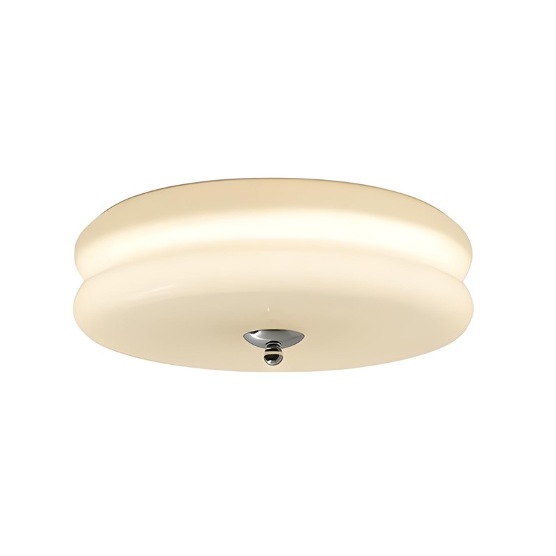 Bofea-Nordic Bedroom Circular Lamp Ceiling, Milk White Glass LED Round