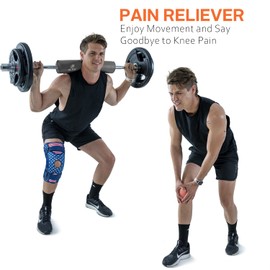 Omples Hinged Knee Brace for Knee Pain Knee Braces for Meniscus Tear Knee Support with Side Stabilizers for Women and Men Patella Knee Brace for Arthritis Pain Working Out Running American Flag (XXX-Large)