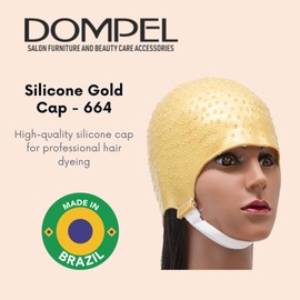 DOMPEL Reusable Professional Silicone Gold Cap with Hook | Hair Dyeing and Bleaching | Ideal for Bleach Powder, Blue Hair Dye, and Hair Coloring | Model 664 - CA (2 PCS)