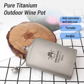 Ti Flask 250ml Portable Whisky Flask for Men Outdoor Camping Backpacking Travel Picnic Wine Bottle
