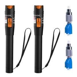 2Pack Visual Fault Locator VFL Fiber Tester - 50KM Range with 2 Singlemode 9/125um FC Male to LC Female Adapters - 50mW Output Power