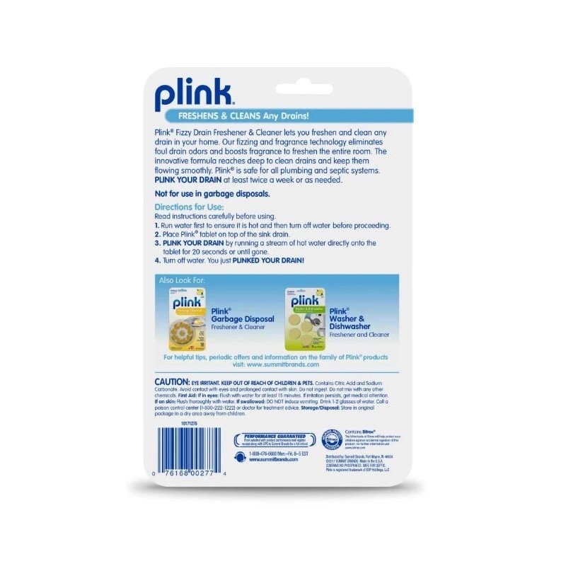 Plink Fizzy Drain Cleaner, Freshener, Deodorizer Clog Preventer 6 Treatment