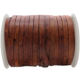 esnado - Leather Strap, Leather Strap Flat 7 mm x 1.5 mm (10 Metres, Antique Brown)