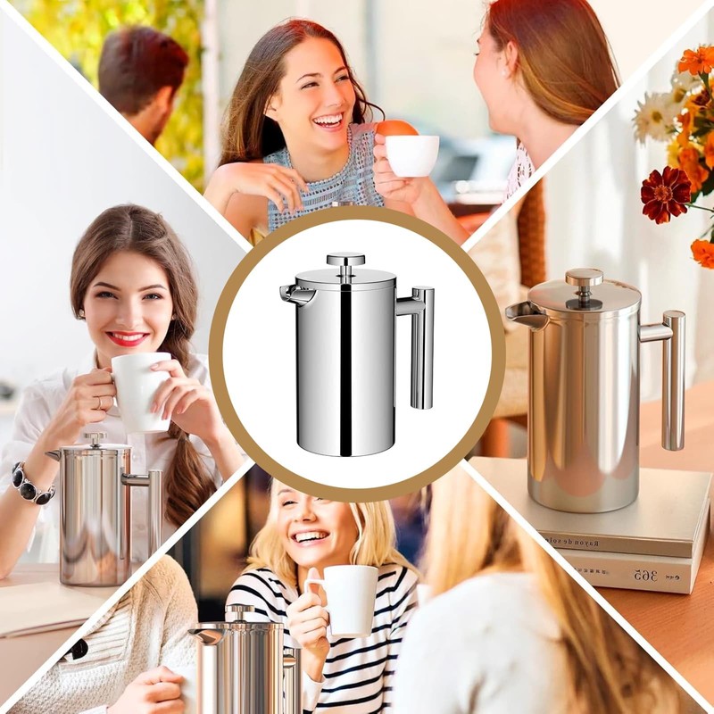 Eidoct 350ml Stainless Steel Double Wall Heat Resistant Coffee Press,