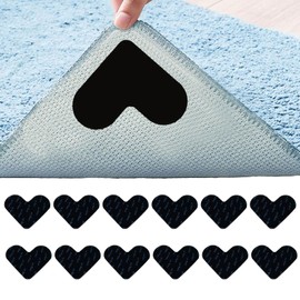 12Pcs Rug Gripper,Rug Grippers For Laminate Floor,Rug Grippers From Rug To Carpet,Rug Grippers,Carpet Gripper,Anti Slip Rug Underlay For Hard Floors, Rug Washable Tape For Carpet For All Kinds Of Rugs