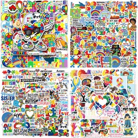 200 Pcs Autism Awareness Stickers Autism Party Favors Supplies Waterproof Vinyl Stickers Decals for Kids, Adults Water Bottle, Cars, Laptop, Phone, Skateboard, Guitar, Luggage Décor