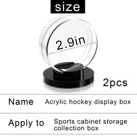 Eowppue 2 x Hockey Puck Storage Box with Clear Housing and Black Base - Present Your Autograph Hockey Puck Stylish with the Puck Holder
