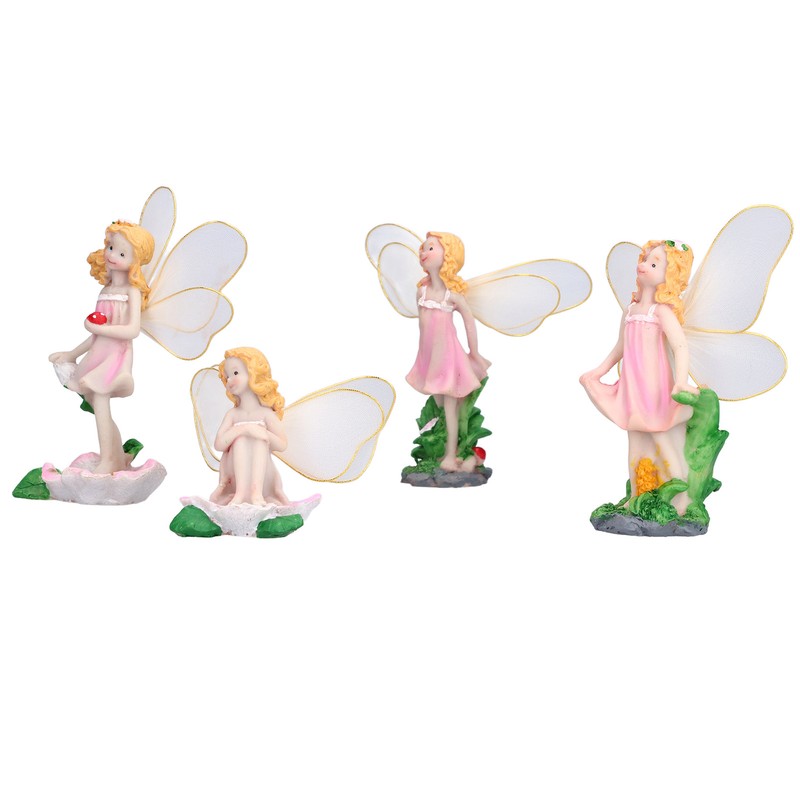 4Pcs Flower Fairies Figurines Statue Garden Home Ornament Resin Model