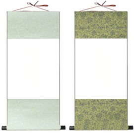 Sweet Plus Wall Scroll White Paper Gesen Paper Half Paper Calligraphy Calligraphy Calligraphy Ink Painting Nihonga Shikishi Beginning Writing Plain Washi Paper Pre-Wrapped Exhibition Exhibition String 2 Verticals (Silver / Green)