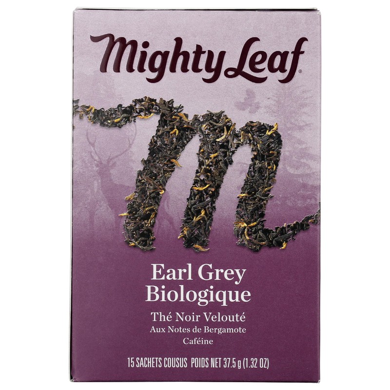 Mighty Leaf Tea Organic Earl Grey Hand-Stitched Tea Bags, 15
