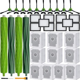 Replacement Parts for roomba i7 i7+ i3 i3+ i4 i4+ i5 i5+ i6 i6+ i8 i8+ j7 j7+/Plus j8 j8+ E5 E6 E7 Robot Vacuum Accessories,2 Rubber Roller 10 Filters 10 Side Brushes 10 Vacuum Bags
