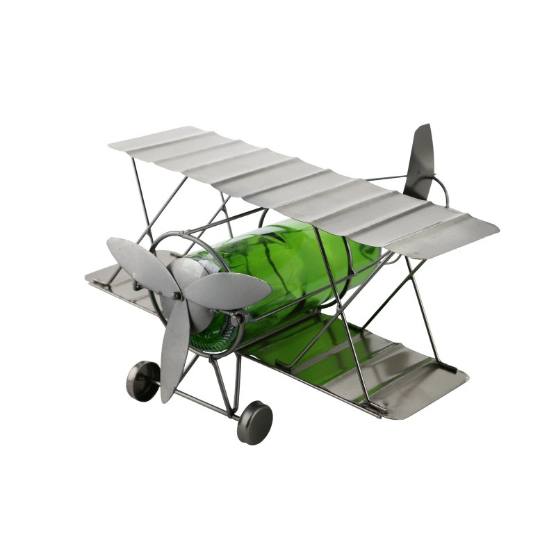 Wine Bodies Red Barron Biplane Airplane Metal Wine Bottle Holder