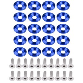 EVGATSAUTO 20 Pieces Aluminium Washer Screws, Universal Vehicle Bumper Washer Screw, Mudguard Washer Screw Engine Compartment Dress Up Kit (Blue)