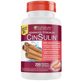 OProCyn Tru Nature Cinsulin Advanced Strength Cinnamon Extract 500mg, 200 Vegetarian Capsules