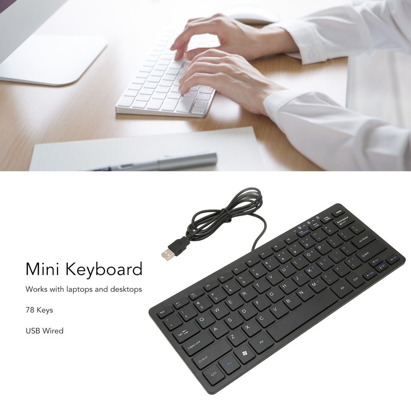 Mini Keyboard Mini Ultra Thin 78 Keys USB Wired Keyboard