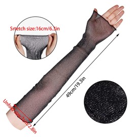 Jmkcoz 3 Pairs Women's Long Ultra-thin Lace Gloves UV Protection Cooling Arms Sleeves Fingerless Mesh Gloves for Sport Party (Black White Purple)