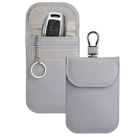 Teskyer 2 Pack Faraday Pouch for Car Keys, Keyless Car Key Signal Blocker Pouch, Rfid Key Pouch, Light Grey