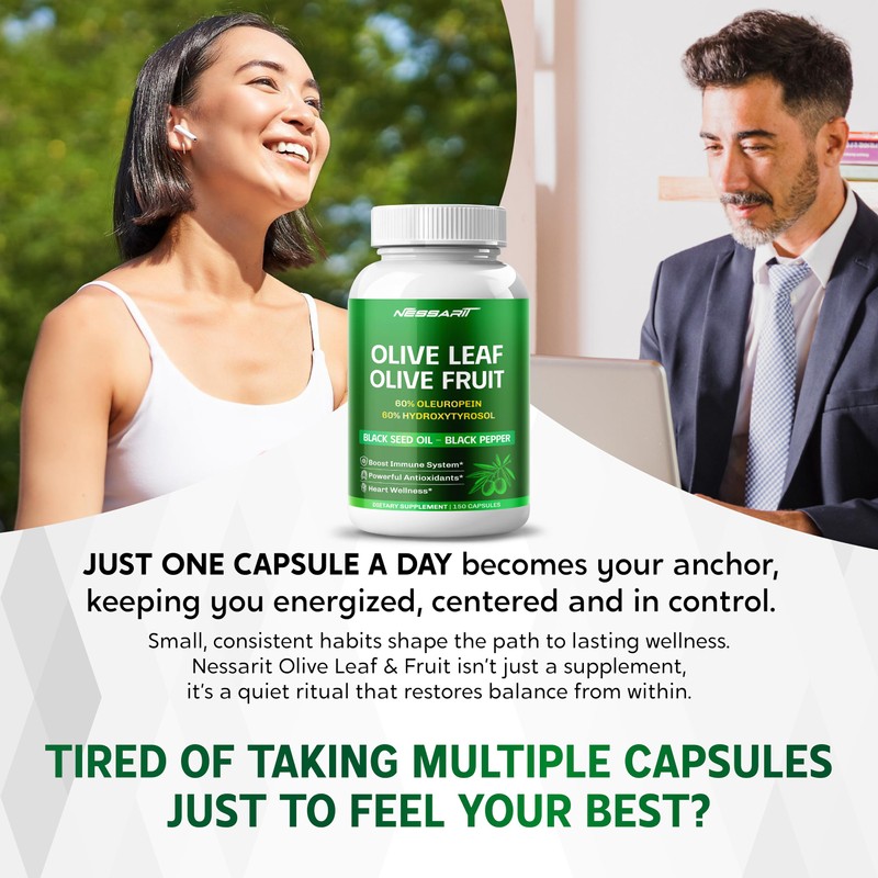 Nessarit Olive Leaf & Olive Fruit 9,100mg with 60% Oleuropein