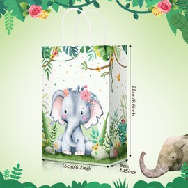 Pajean Safari Goodie Bags Jungle Animals Party Favor Bags with Handles Zoo Animals Print Candy Favors Woodland Gift for Baby Shower Wedding Birthday Jungle Themed Party Supplies(30 Pieces)