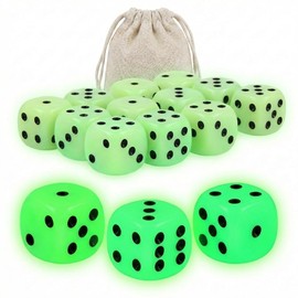 Lack Labo Glow in the Dark Dice, Set of 12, 0.6 inches (16 mm), Lightly Glowing Dice, Translucent, 6-Sided, Sogoroku, Table, Storage Bag Included