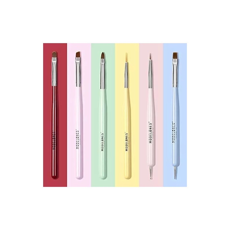 n/a Pinceles Para Decorar Uñas Cerdas Suaves Multicolor 6 Pzas