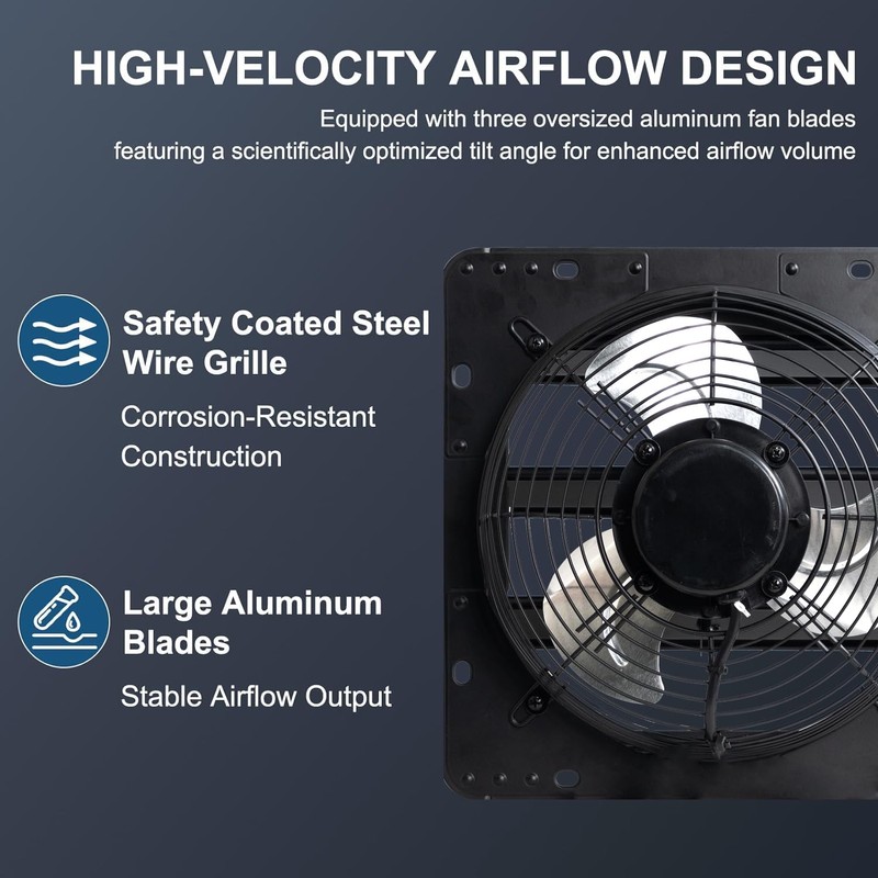 liguanow 12 Inch Shutter Exhaust Fan with Remote Control, 1200