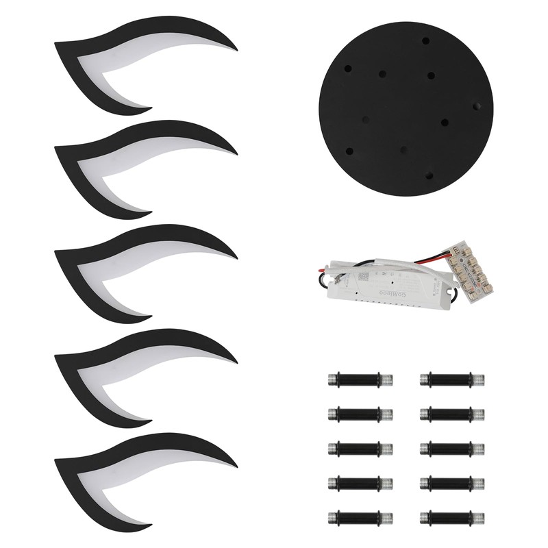 Goeco Modern Ceiling Light, Dimmable Black 5-Petals Flower Flush Mount
