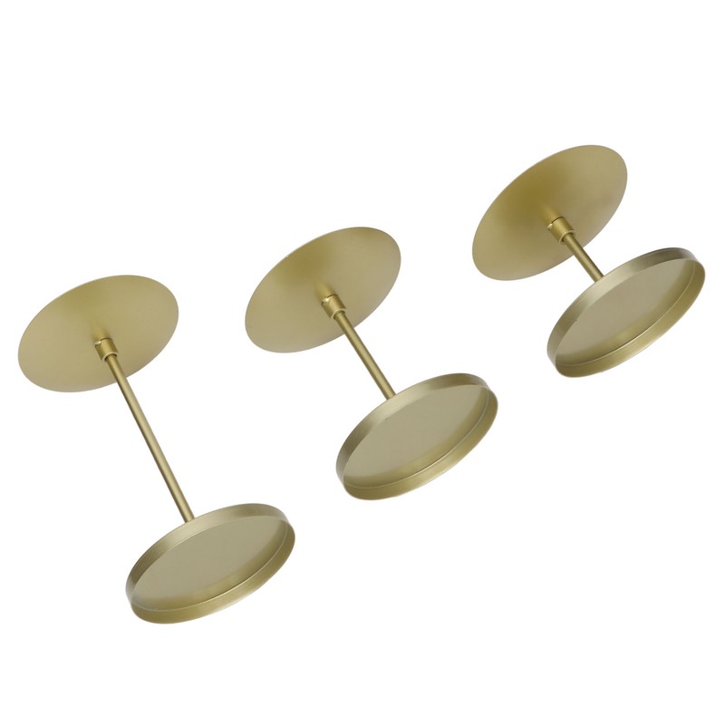 Gold Pillar Candle Holder Double Sided Use Rust Prevention Iron