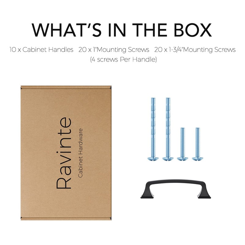 Ravinte 10Pack Solid 3-3/4" Square Foot Cabinet Arch Pull Kitchen