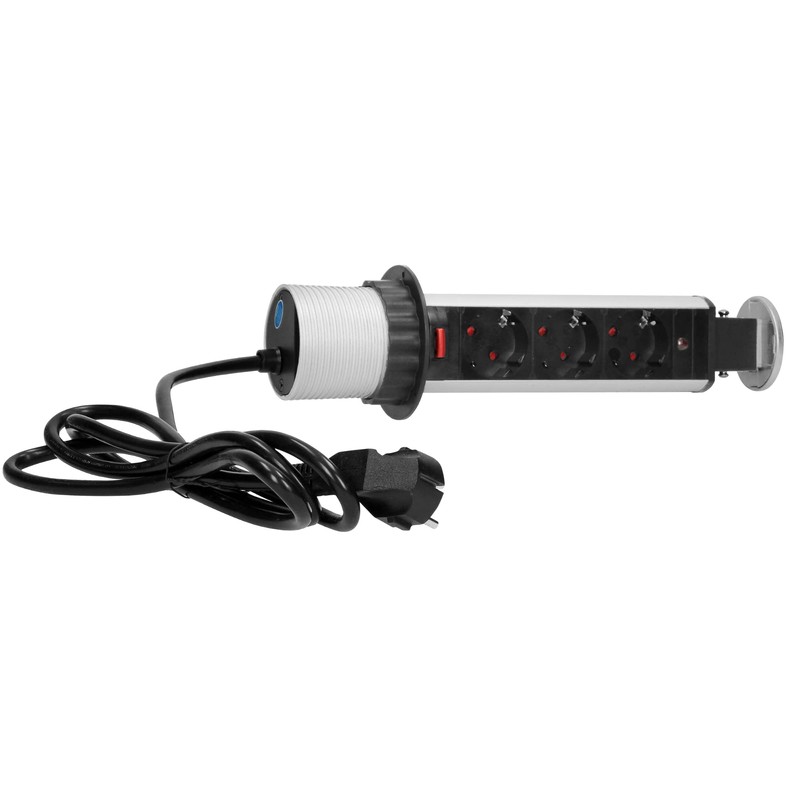 ORNO Retractable 3-Way Power Strip with Cable 1.8 m 3680