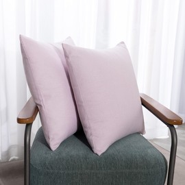 Deconovo Cushion Cover, Linen Look Cushion Cover with Concealed Zip, Decorative Sofa Cushion Cover - Pink, 65 x 65 cm, Set of 2