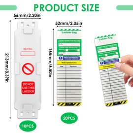 Ladder Tags,10 Holders and 20 Ladder Inspection Tag Inserts Waterproof Ladder Inspection Tags Record Kit for All Ladder Types Protect Ladder Safety for Indoor Outdoor