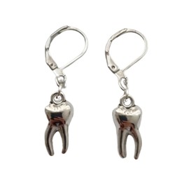 Tooth Leverback Earrings, Tooth Charm Pentant Jewelry, Dentist Dental Hygienist Lever Back Earrings, Lever Back Earrings