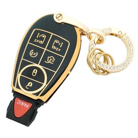 chyoekey Key Fob Cover for Chrysler Town and Country Dodge Grand Caravan 2008 2009 2010 2011 2012 2013 2014 2015 2016 2017 2018 2019 2020 with Keychain M3N5WY783X IYZ-C01C (For Dodge E Black)