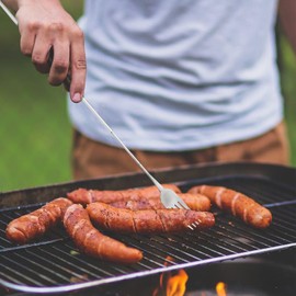 Extendable Telescopic Fork Spoon, Retractable Stainless Steel Long Fork Spoon Extending Expandable Extension Forks Spoons, Extends To 25.2" for BBQ Fruit Dinner Dessert