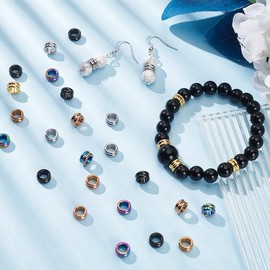 UNICRAFTALE 30Pcs 5 Colors Paracord Bead Stainless Steel Grooved Beads Column Lanyard Spacer Beads 8x4mm Beads 5mm Large Hole Beads Metal Bracelet Beads for Earring Bracelet Jewelry Making