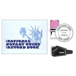 Round Notary Stamp Kit for State of New Jersey (Pink) with Journal and Refill Ink