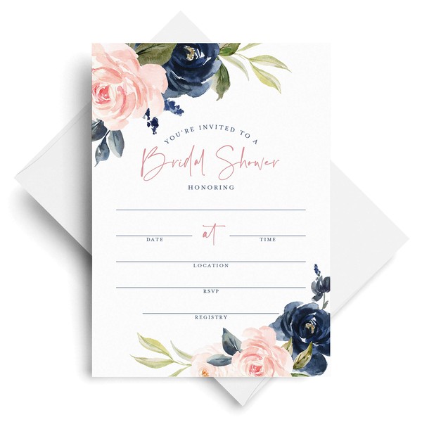 Bliss Collections Bridal Shower Invitations with Envelopes, Pack of 25