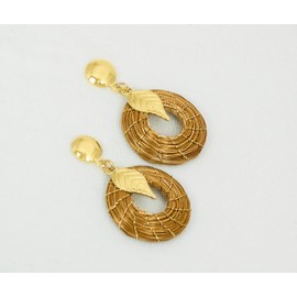Open Mandala Earrings 2 cm Gold with Leaves