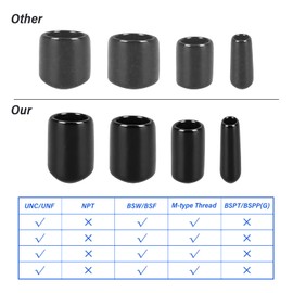 cobee Rubber End Caps, 40pcs Vinyl Round End Caps for Screw Vinyl Tube Flexible Pipe Post Bolt Cap Cover Screw Thread Protectors Cover Assortment Kit 3mm/6mm/9mm/12mm, Black