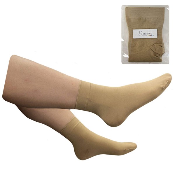 Presadee Closed Toe 15-20 mmHg Moderate Compression Foot Leg Ankle Sock Sleeve (Beige, 2X-Large)