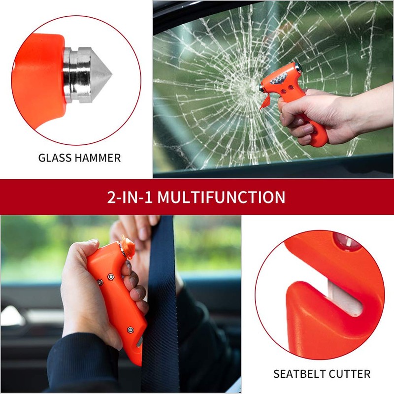 MOTORBUDDY 2-Pack Car Safety Hammer Seatbelt Cutter, Auto Emergency Escape