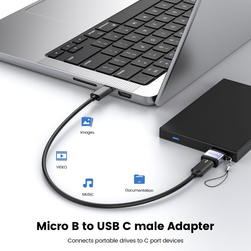 MOGOOD USB C Stecker auf Micro B Stecker Adapter, Micro
